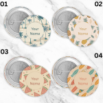 Custom Nama Pin Button Motif Summer Pattern Size 37mm 58mm 75mm Custom Nama Pin Button Motif Summer Pattern Size 37mm 58mm 75mm